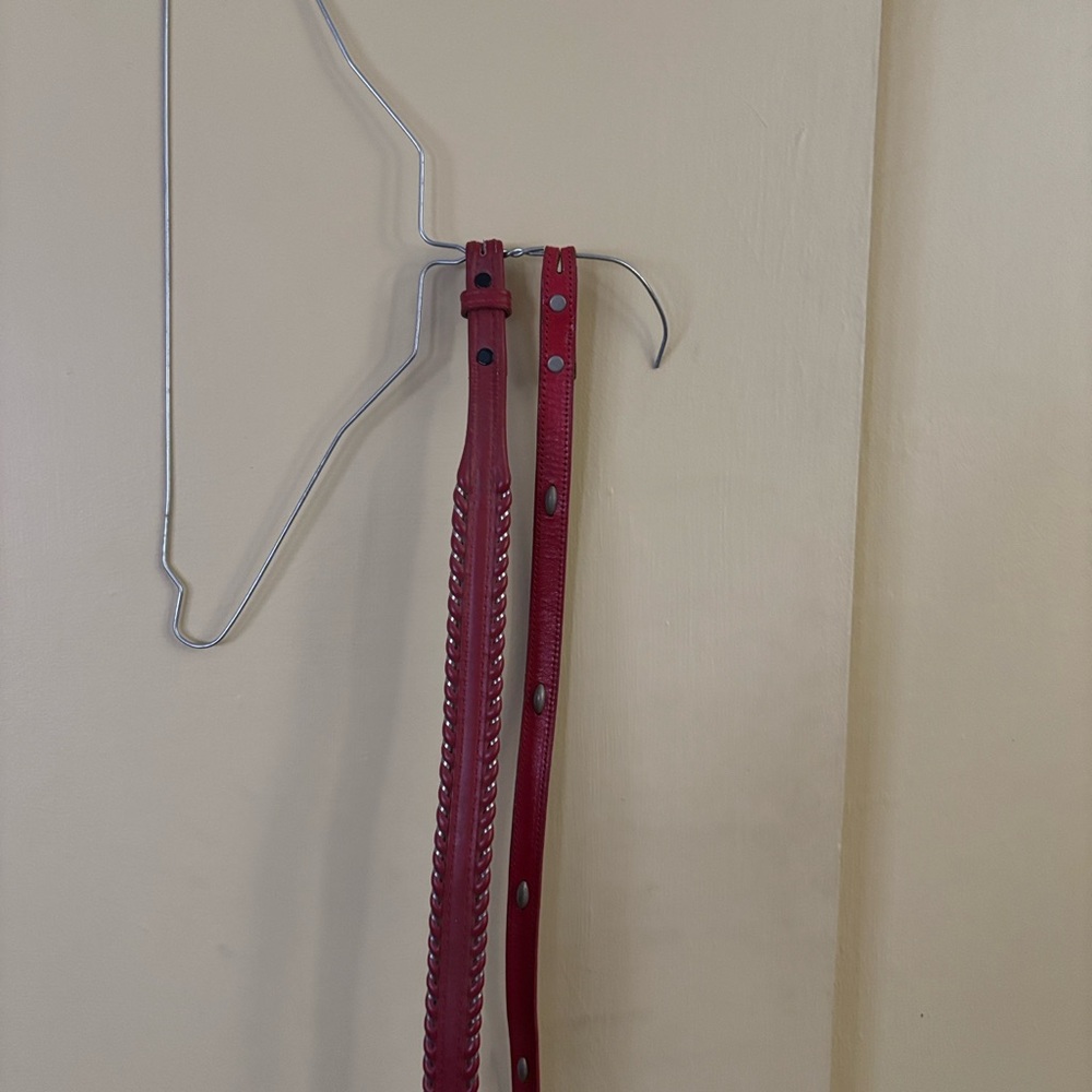 2 Red Leather Belts